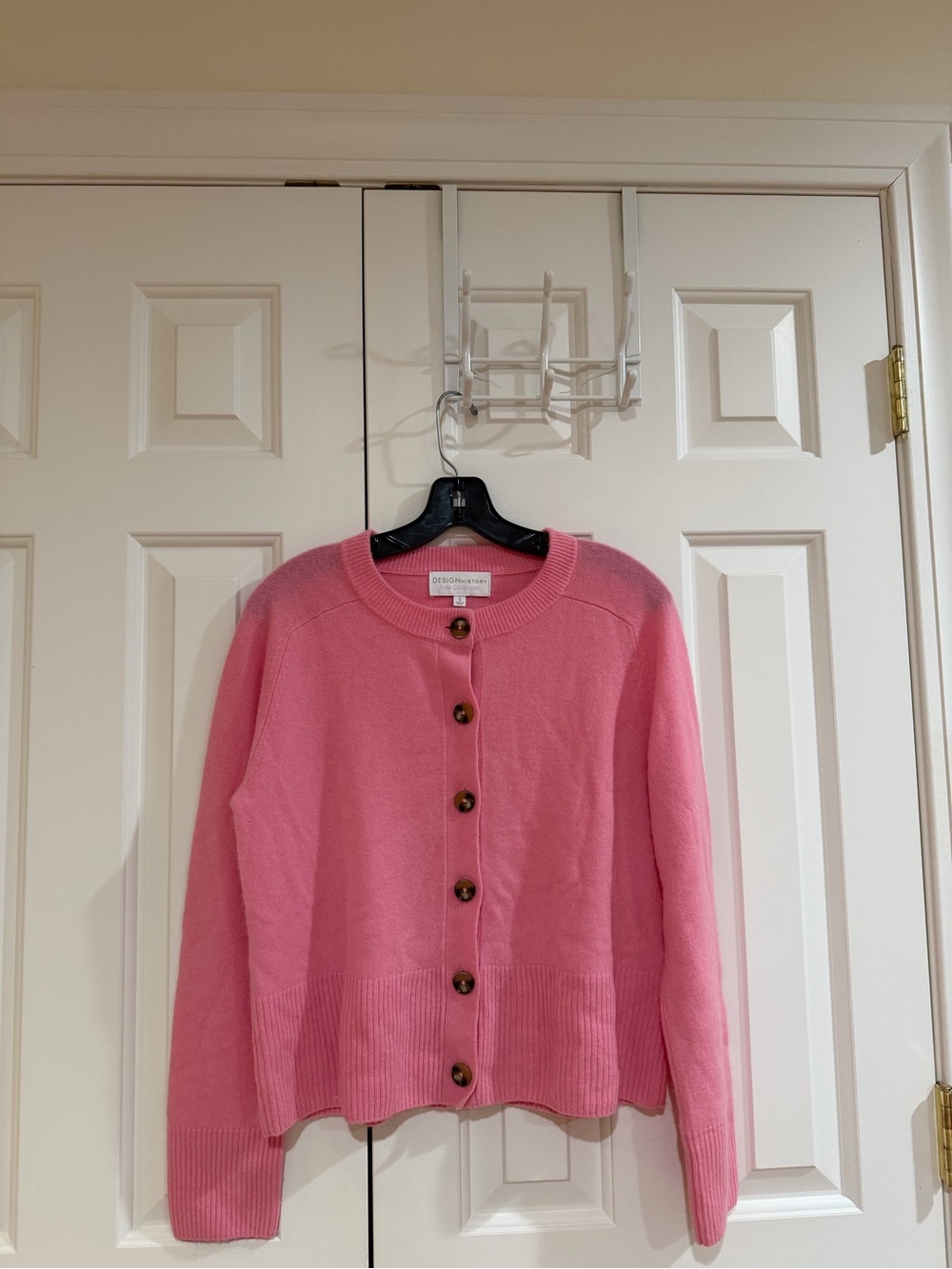 Design History Pink 100% Cashmere Button-Up Women's Cardigan